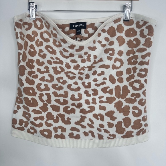 NWT Express Cheetah print sweater tube top blouse size XL - Picture 1 of 9